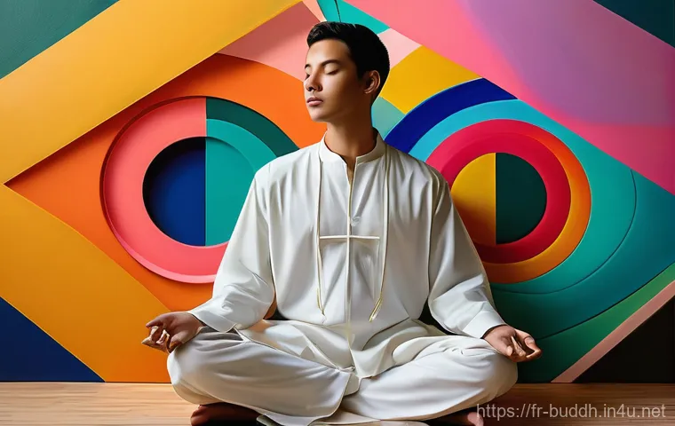 불교에서의 용기 - **Inner Peace Amidst Life's Chaos**
"A person of ambiguous gender, dressed in simple, comfortabl...