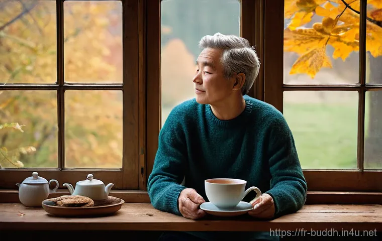 불교에서의 내적 성찰 - **Prompt: Cultivating Inner Peace Amidst Gentle Activity**
    "A serene young adult, visibly relaxe...