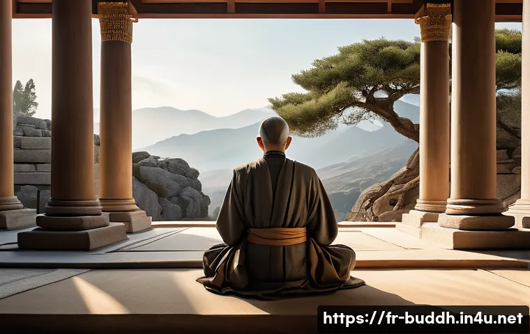 불교와 서양 철학 - "A serene and enlightened scene depicting the harmonious fusion of Western philosophy and Eastern co...