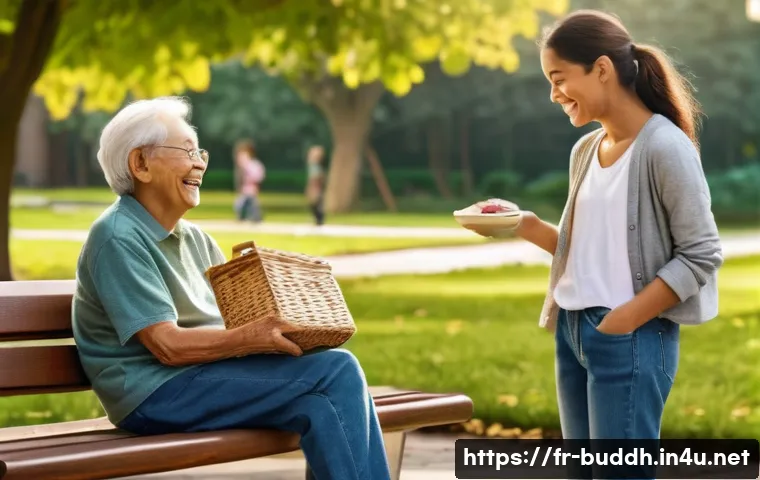 불교에서의 미래 비전 - **Prompt: "The Ripple Effect of Kindness"**
A vibrant, cinematic scene depicting a diverse group...