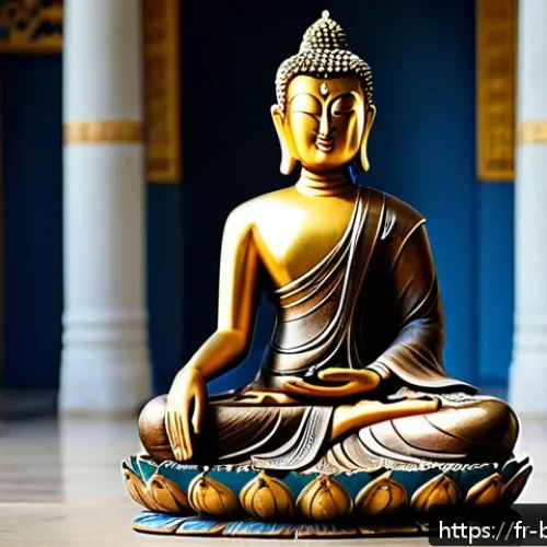 Home 17 불교 미술과 문화 - A serene and detailed depiction of a traditional Buddhist statue seated in meditation posture, with ...